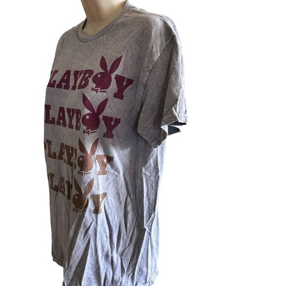Playboy ~ Grey Tshirt ~ size Medium ~ distressed look knit - Picture 2 of 9